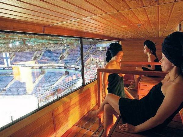 Extreme Luxury Stadium Skybox Has a Built-in Sauna - Neatorama