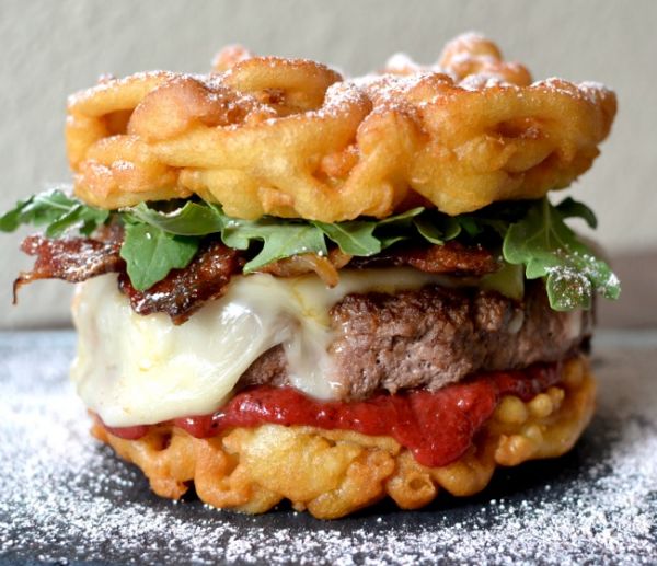 Behold, the next great burger design! This is a high-end hamburger ...