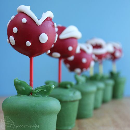 Piranha Plant Cake Pops - Neatorama