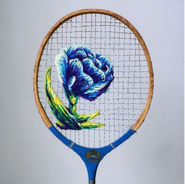 Danielle Clough's Embroidered Tennis Racquets Neatorama