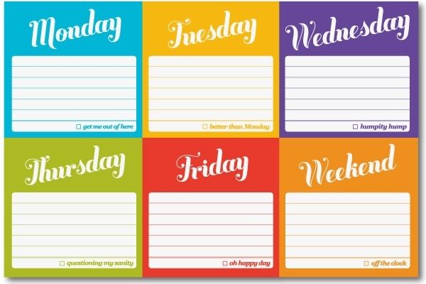 Days of the Week Sticky Notes - Neatorama