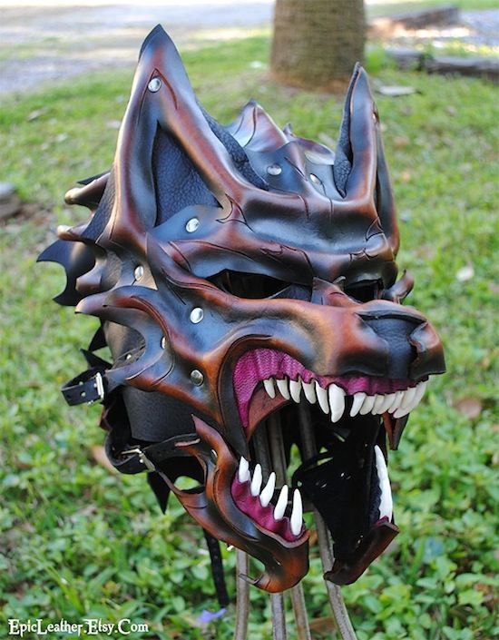 A Leather Dire Wolf Helmet - Neatorama