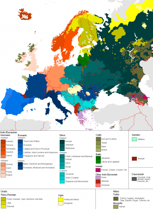 Language map of Europe