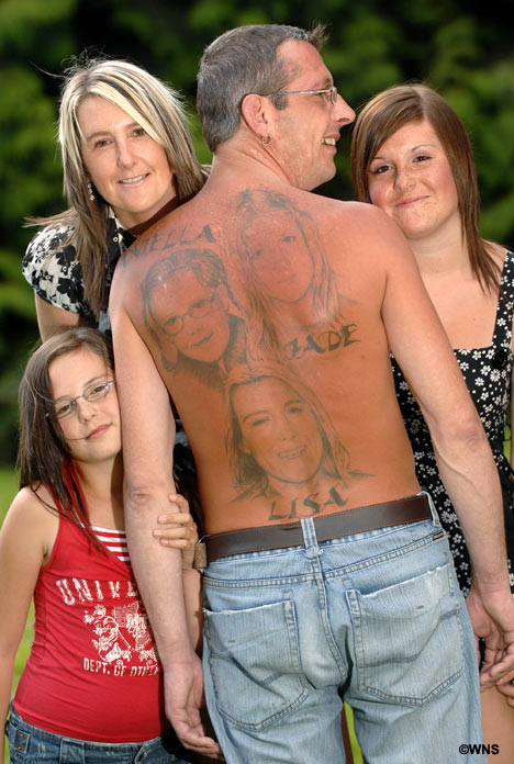 Getting a lifesized portrait of your wife and children tattooed on your 