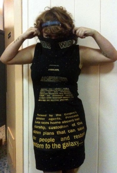  a dress that looks like the opening crawl from Episode IV of Star Wars.
