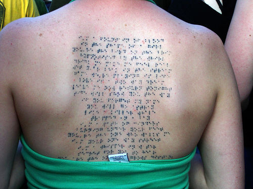 modern tattoo. Braille Tattoo of Björk Song