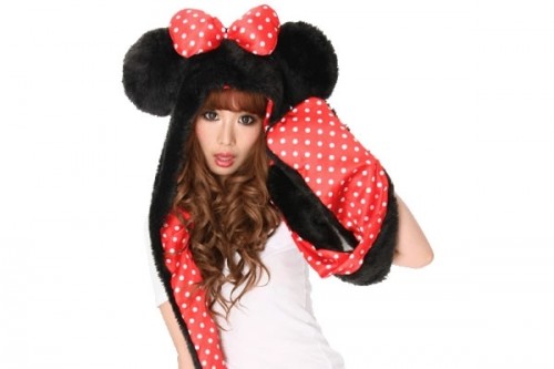 Mouse mittens  Minnie and  Mittens Neatorama Hooded with scarf Scarf hooded