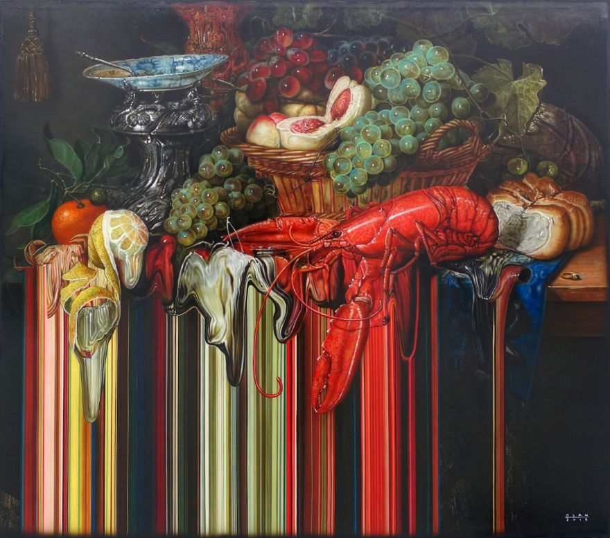 Olan Ventura's Glitched Paintings Twist the 17th Century Dutch Masters ...