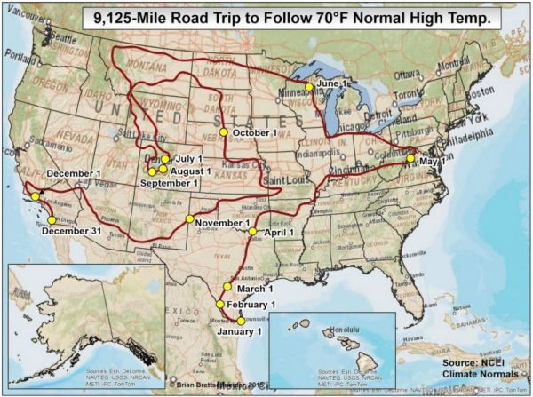 A Year-Long Road Trip Where the Temperature Is Always 70ºF - Neatorama