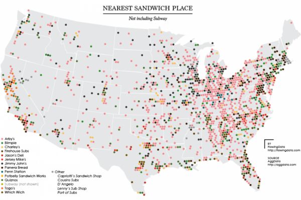 Sandwich Shop Map Shows That We’re Living in a Subway Empire - Neatorama